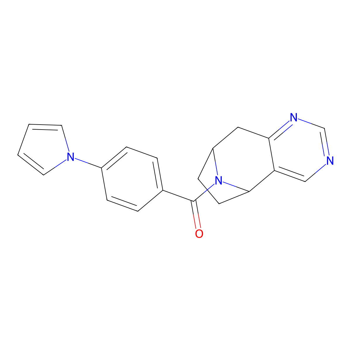 (4-(1H-pyrrol-1-yl)phenyl)((5R,8S)-6,7,8,9-tetrahydro-5H-5,8-epiminocyclohepta[d]pyrimidin-10-yl)methanone molecular structure, CAS 2062348-94-9