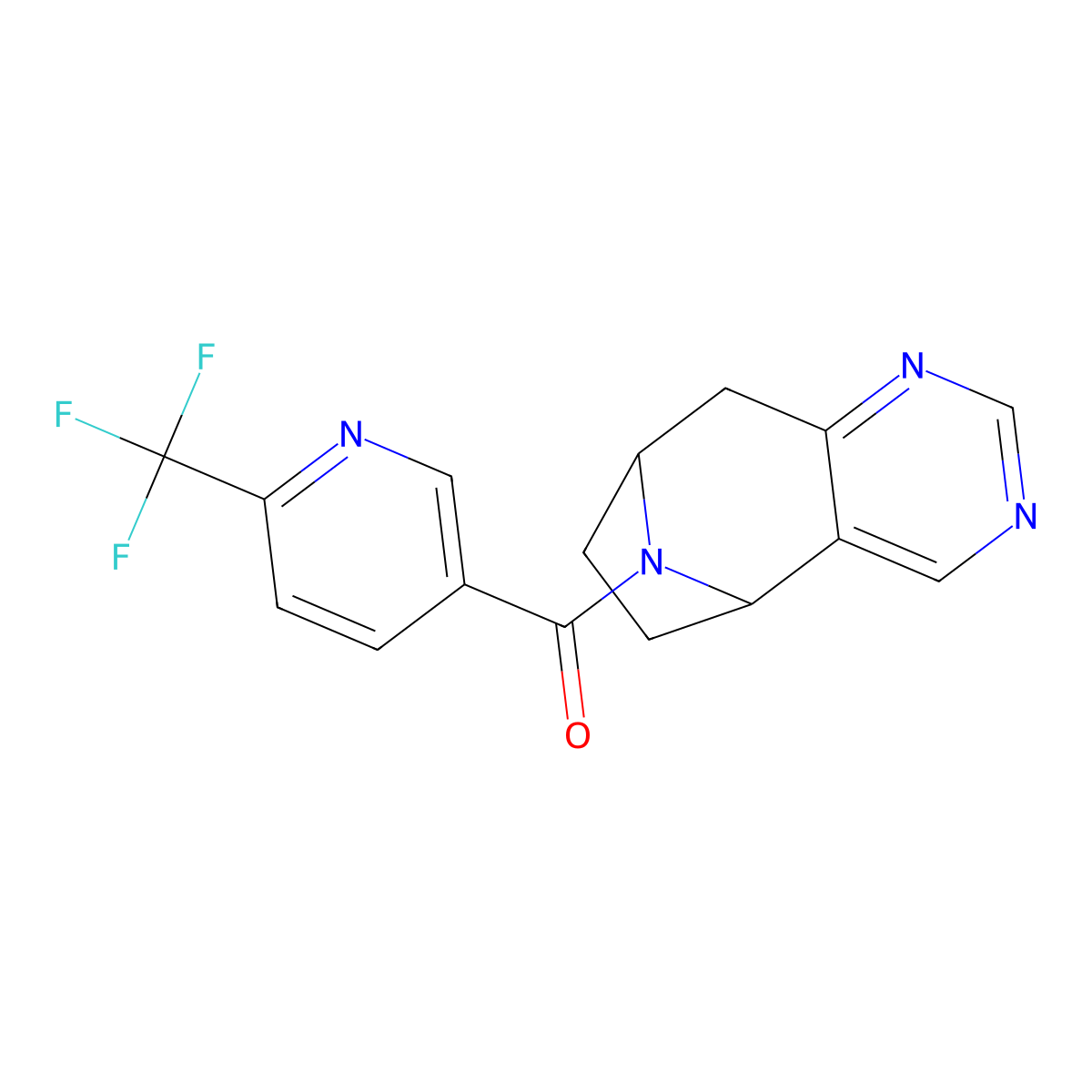 ((5R,8S)-6,7,8,9-tetrahydro-5H-5,8-epiminocyclohepta[d]pyrimidin-10-yl)(6-(trifluoromethyl)pyridin-3-yl)methanone molecular structure, CAS 2062349-26-0