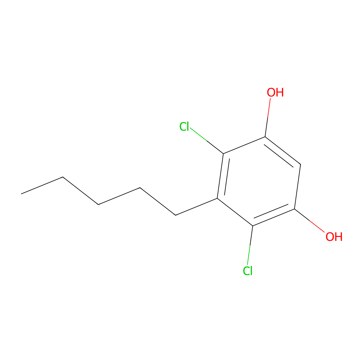4,6-Dichloro-5-pentylbenzene-1,3-diol molecular structure, CAS 2062574-10-9