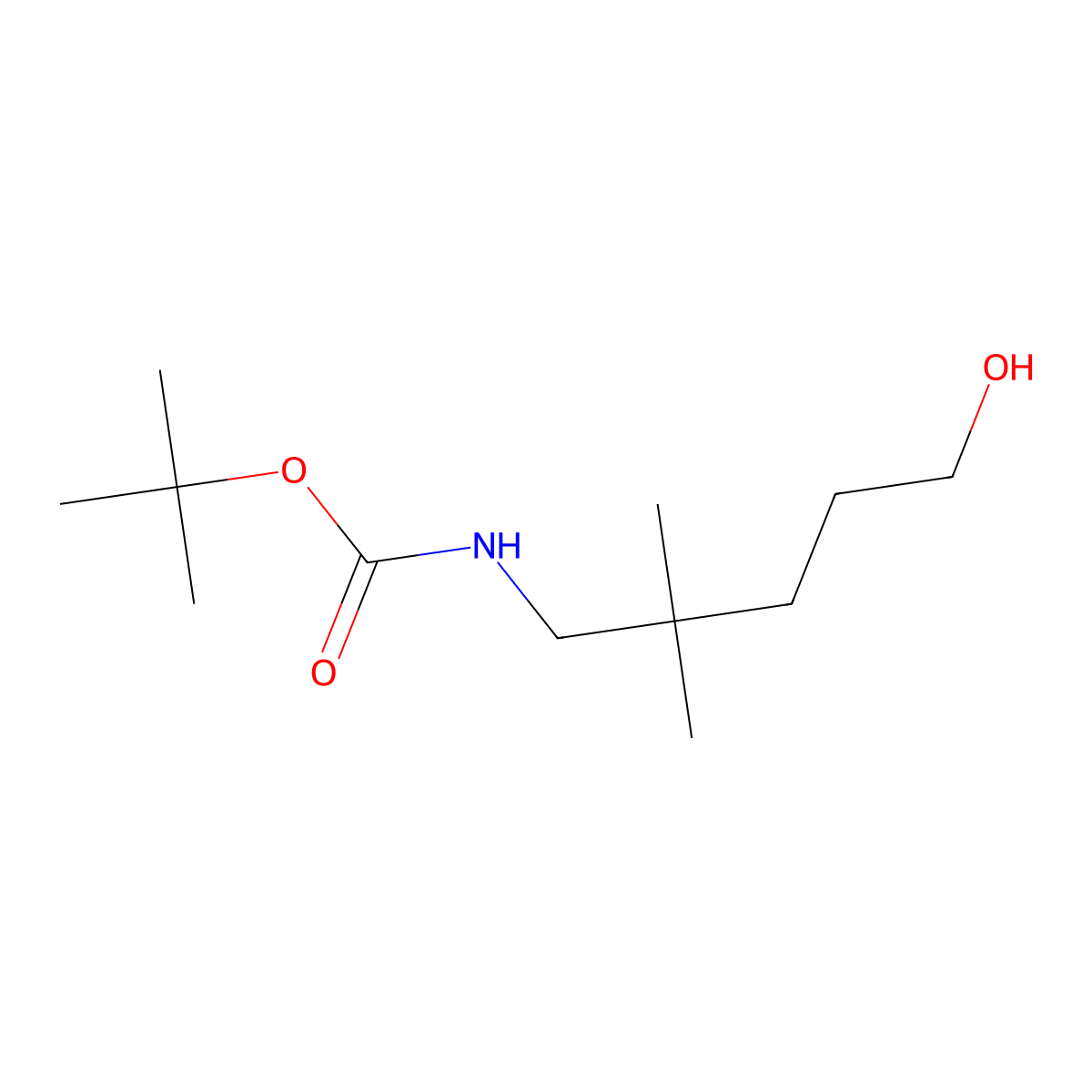 tert-butylN-(5-hydroxy-2,2-dimethylpentyl)carbamate molecular structure, CAS 206266-41-3