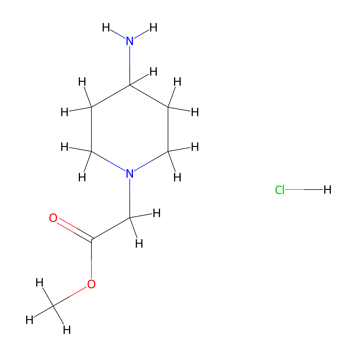 Methyl 2-(4-aminopiperidin-1-yl)acetate hydrochloride molecular structure, CAS 206274-39-7