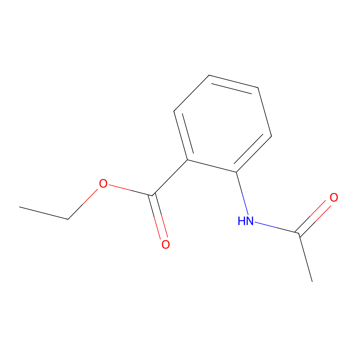 Ethyl 2-(acetylamino)benzoate molecular structure, CAS 20628-20-0