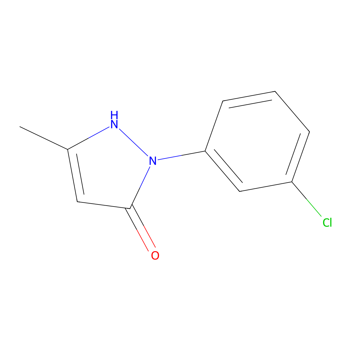 2-(3-chlorophenyl)-5-methyl-2,3-dihydro-1H-pyrazol-3-one molecular structure, CAS 20629-91-8
