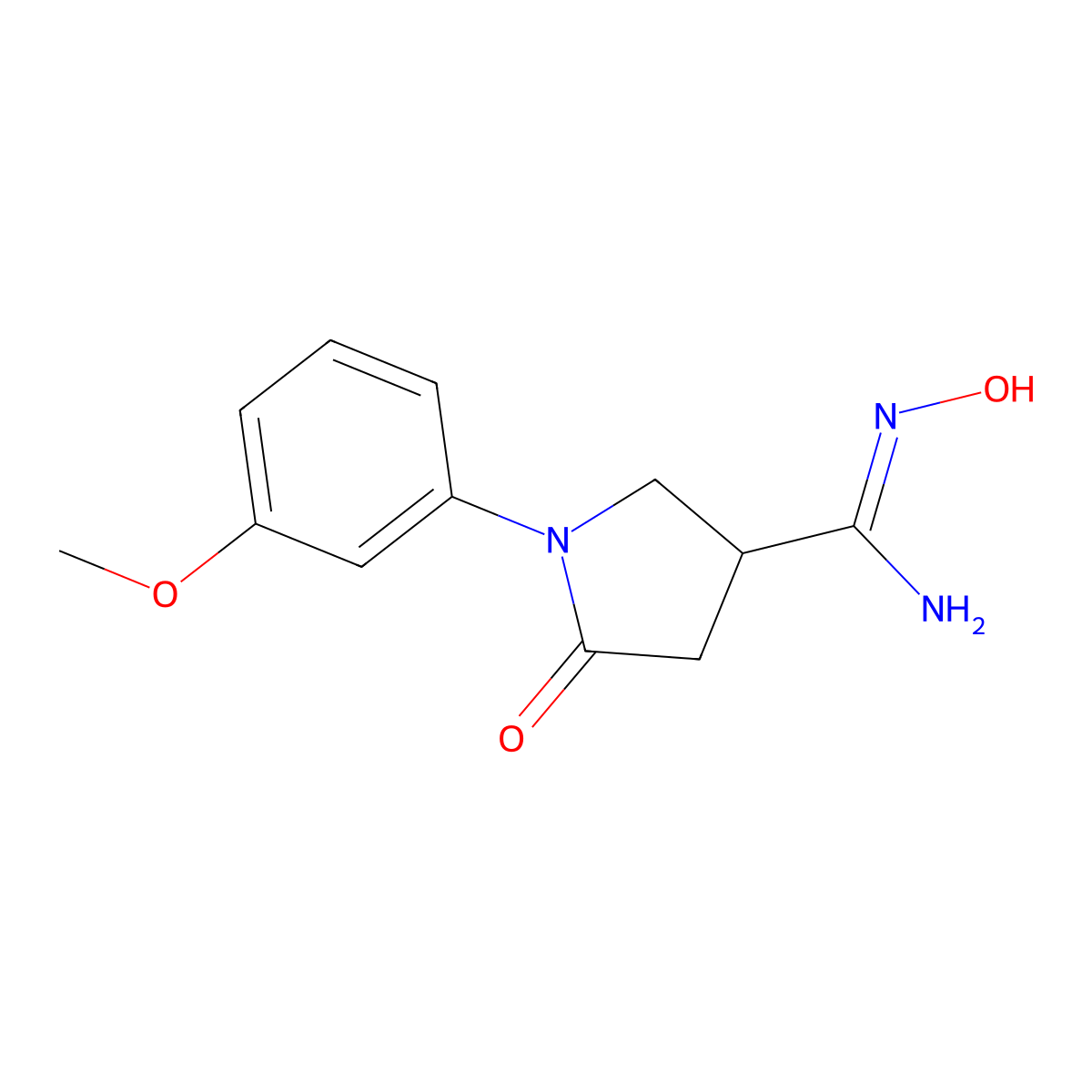 N'-hydroxy-1-(3-methoxyphenyl)-5-oxopyrrolidine-3-carboximidamide molecular structure, CAS 2062902-50-3