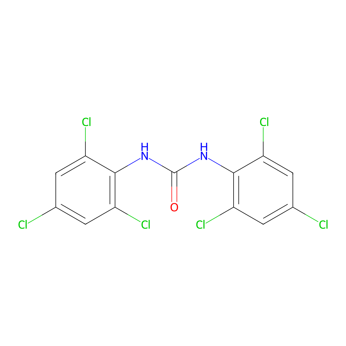 N,N'-Bis(2,4,6-trichlorophenyl)urea molecular structure, CAS 20632-35-3
