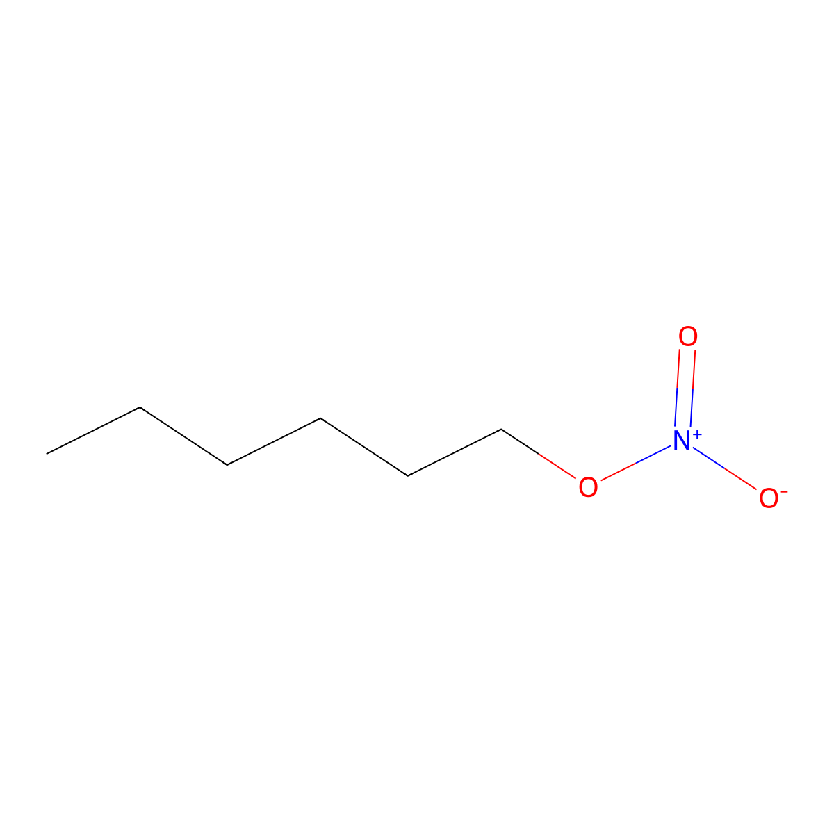 Nitric acid, hexyl ester molecular structure, CAS 20633-11-8