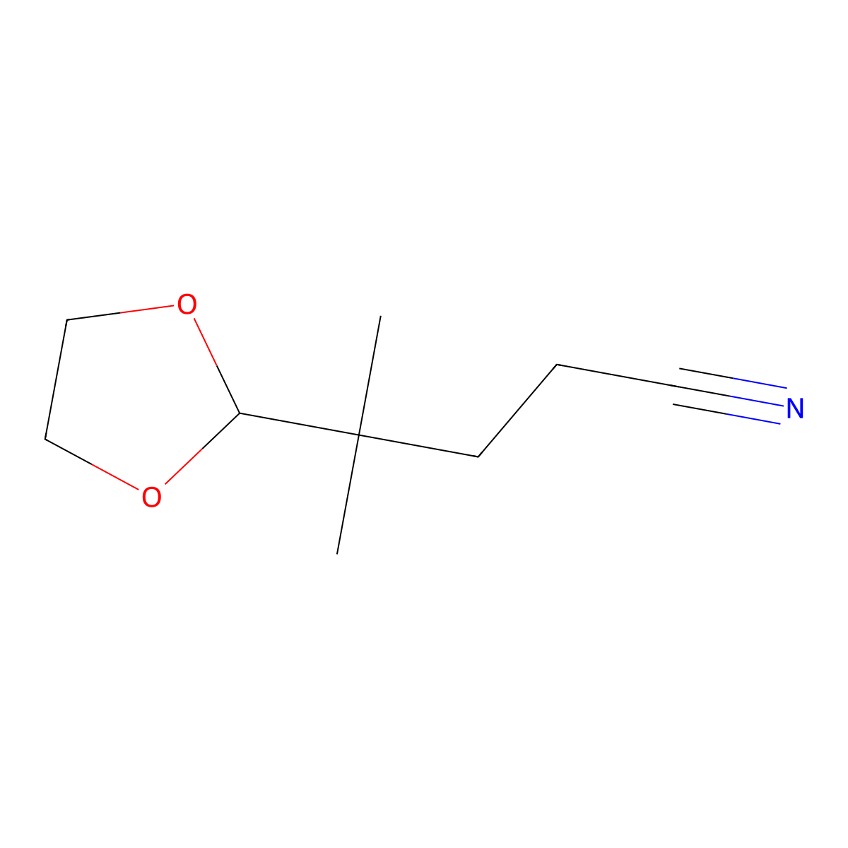 4-(1,3-Dioxolan-2-yl)-4-methylpentanenitrile molecular structure, CAS 20633-35-6