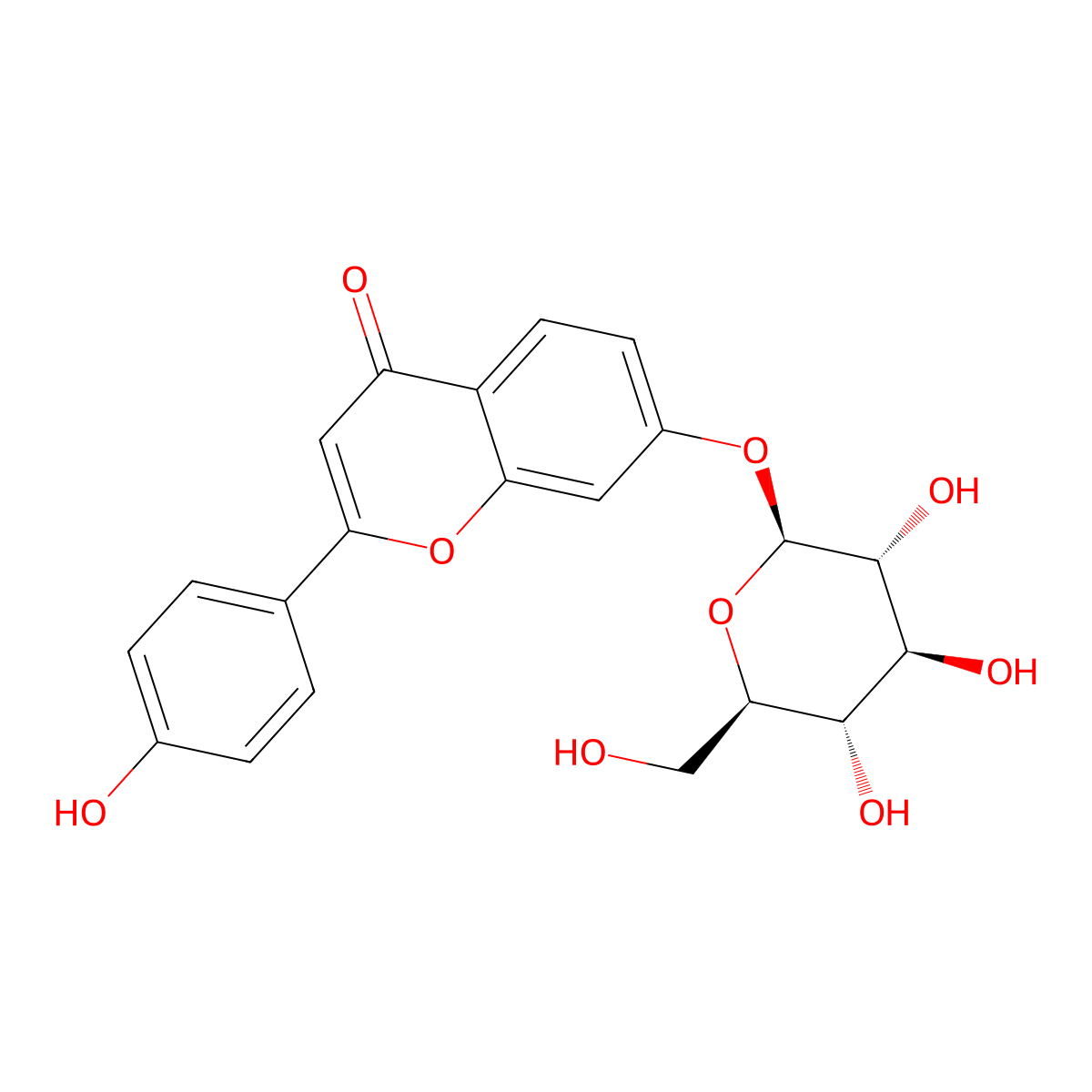 7-(beta-D-Glucopyranosyloxy)-2-(4-hydroxyphenyl)-4H-1-benzopyran-4-one molecular structure, CAS 20633-86-7