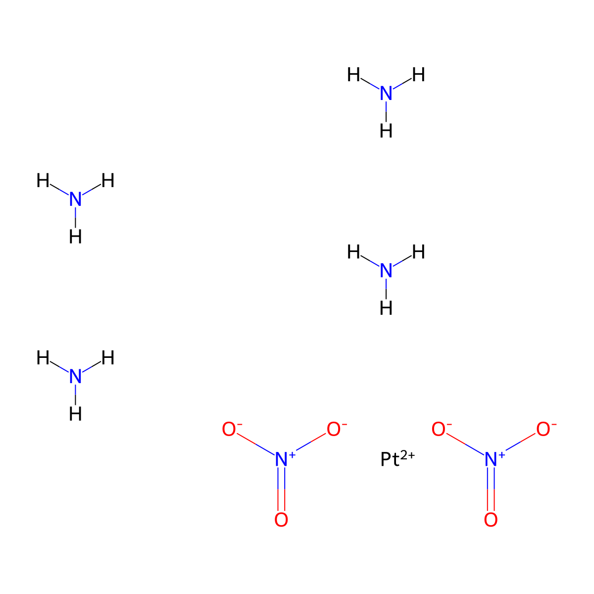 Tetraammineplatinum dinitrate molecular structure, CAS 20634-12-2