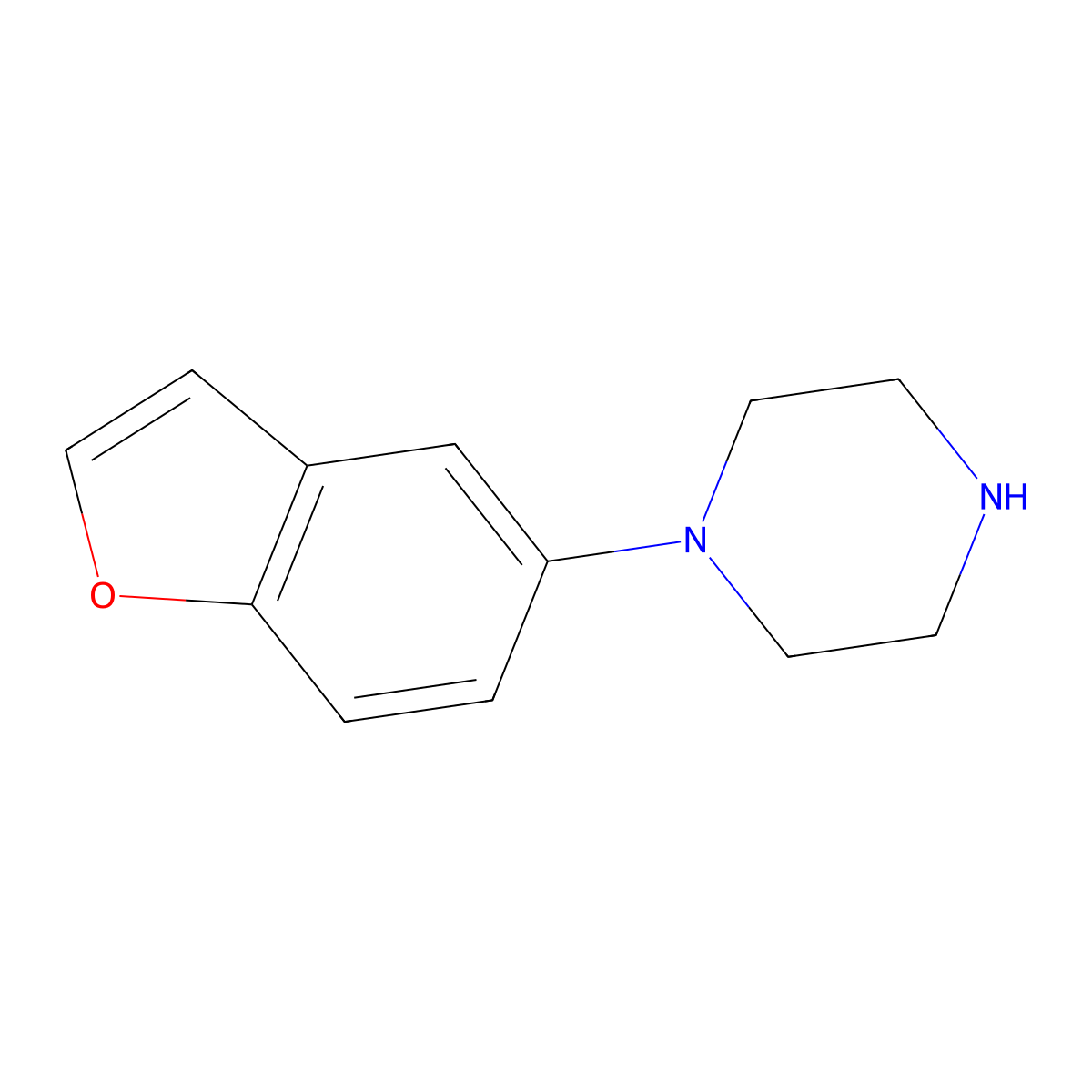 1-(5-benzofuranyl)Piperazine molecular structure, CAS 206347-31-1