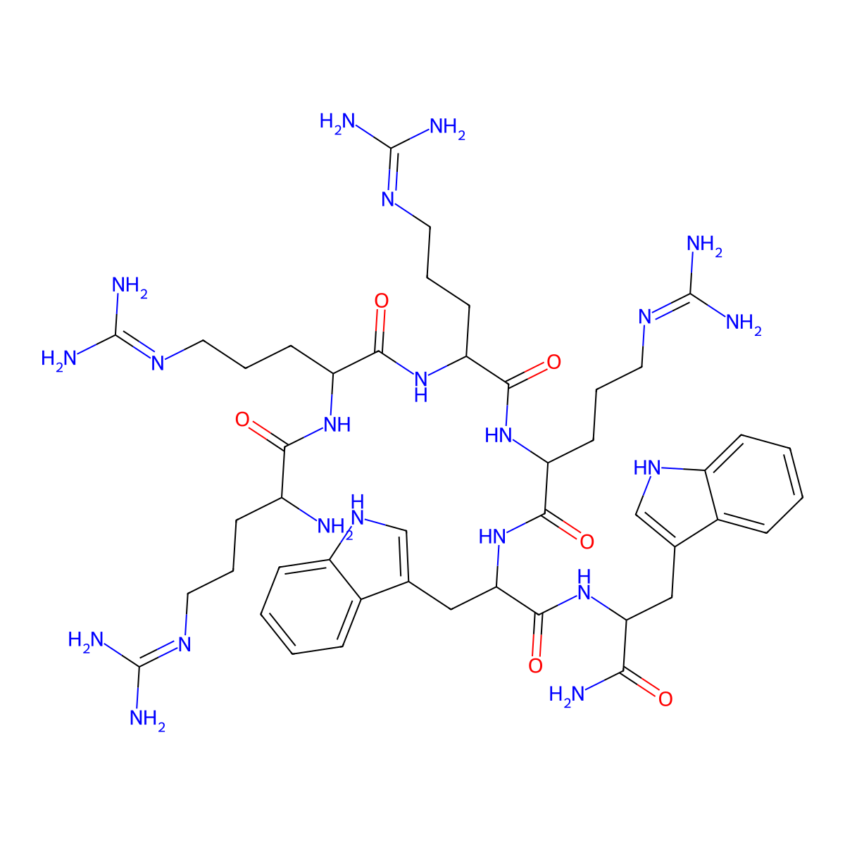 H-Arg-Arg-Arg-Arg-Trp-Trp-NH2 molecular structure, CAS 206350-79-0