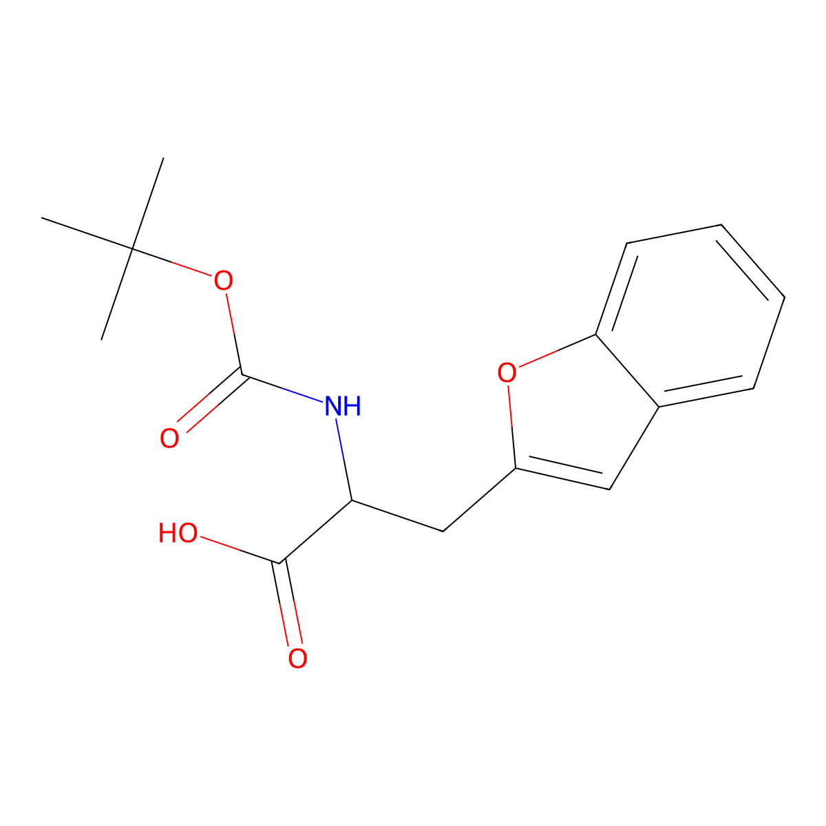 3-(Benzofuran-2-yl)-2-((tert-butoxycarbonyl)amino)propanoic acid molecular structure, CAS 206353-29-9