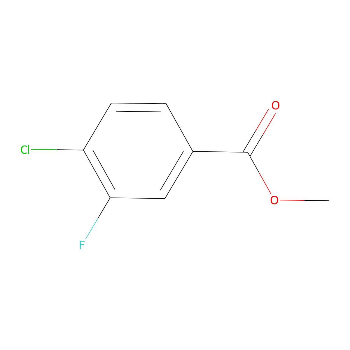 Methyl 4-chloro-3-fluorobenzoate molecular structure, CAS 206362-87-0