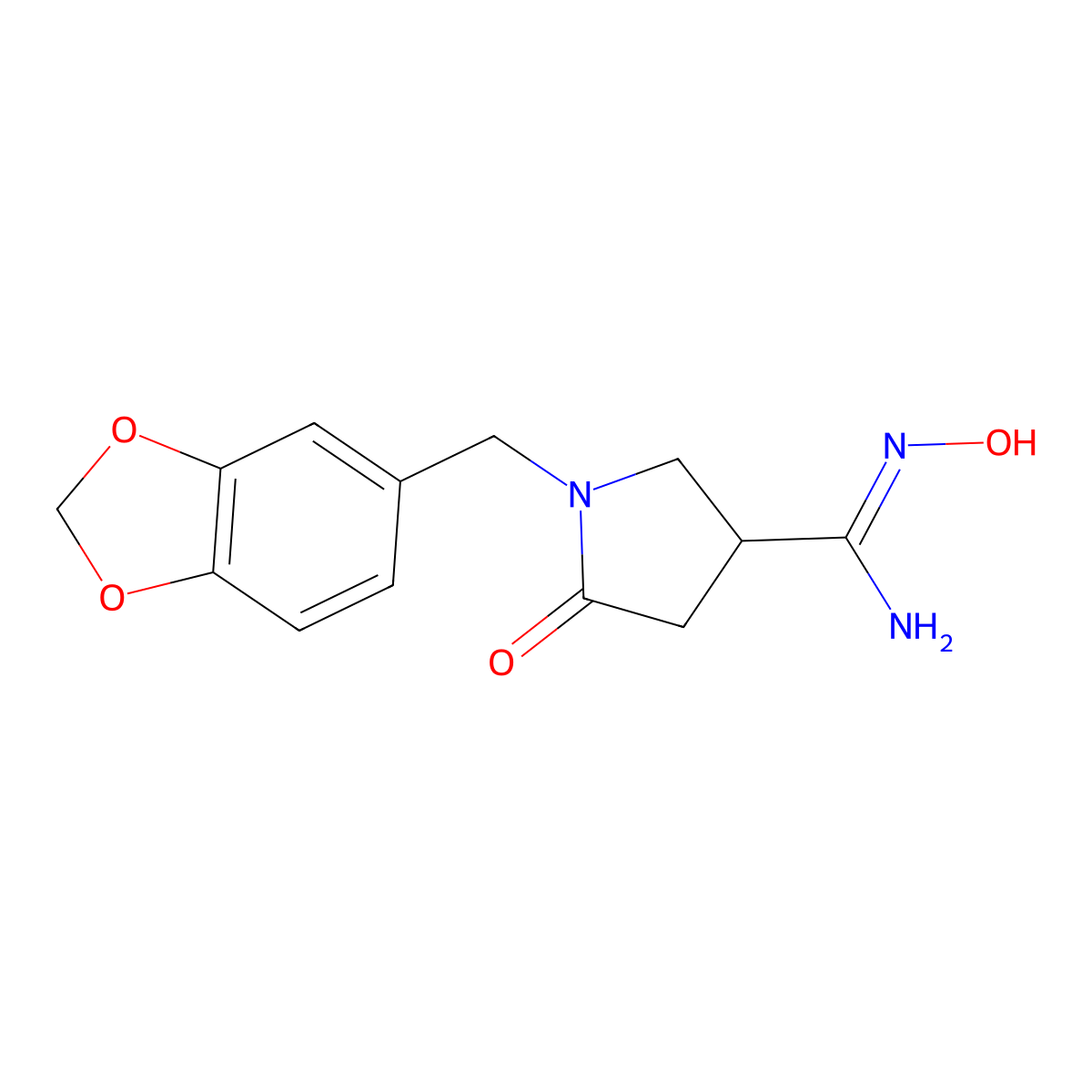 1-(1,3-benzodioxol-5-ylmethyl)-N'-hydroxy-5-oxopyrrolidine-3-carboximidamide molecular structure, CAS 2063651-29-4