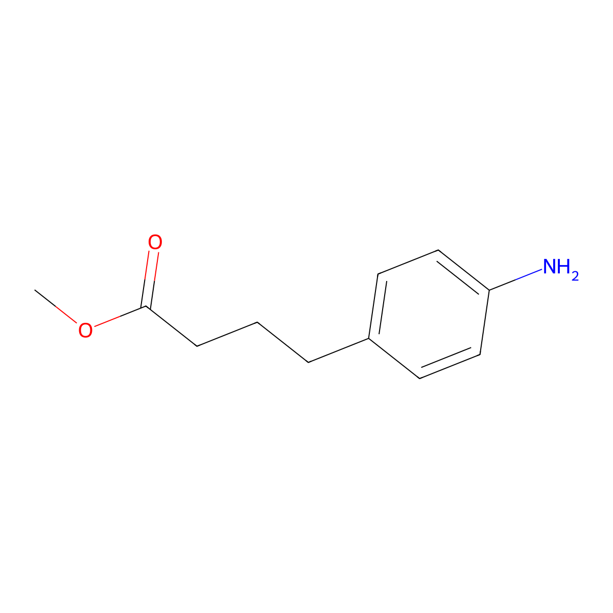 Methyl 4-aminobenzenebutanoate molecular structure, CAS 20637-09-6