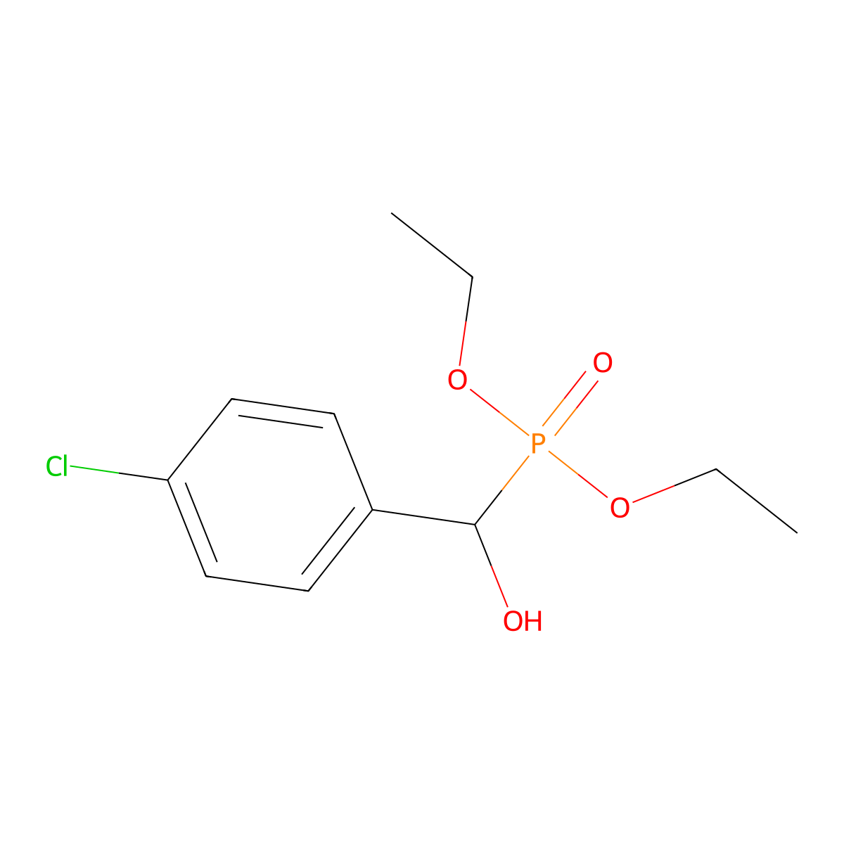 Diethyl P-((4-chlorophenyl)hydroxymethyl)phosphonate molecular structure, CAS 20641-28-5