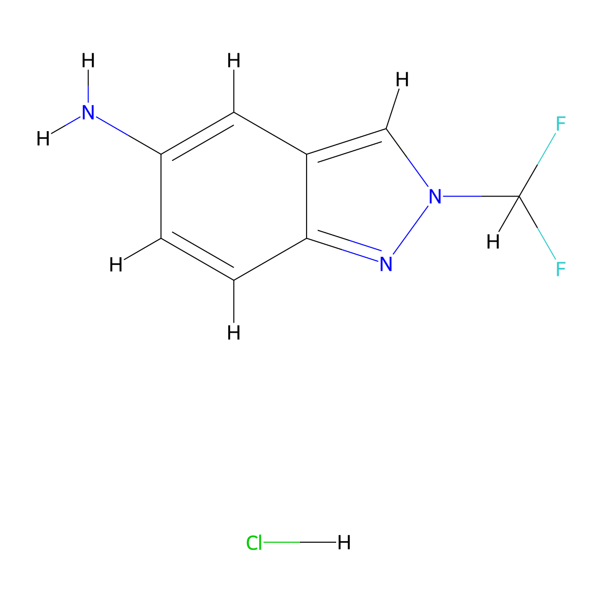 2-(difluoromethyl)-2H-indazol-5-amine hydrochloride molecular structure, CAS 2064122-33-2