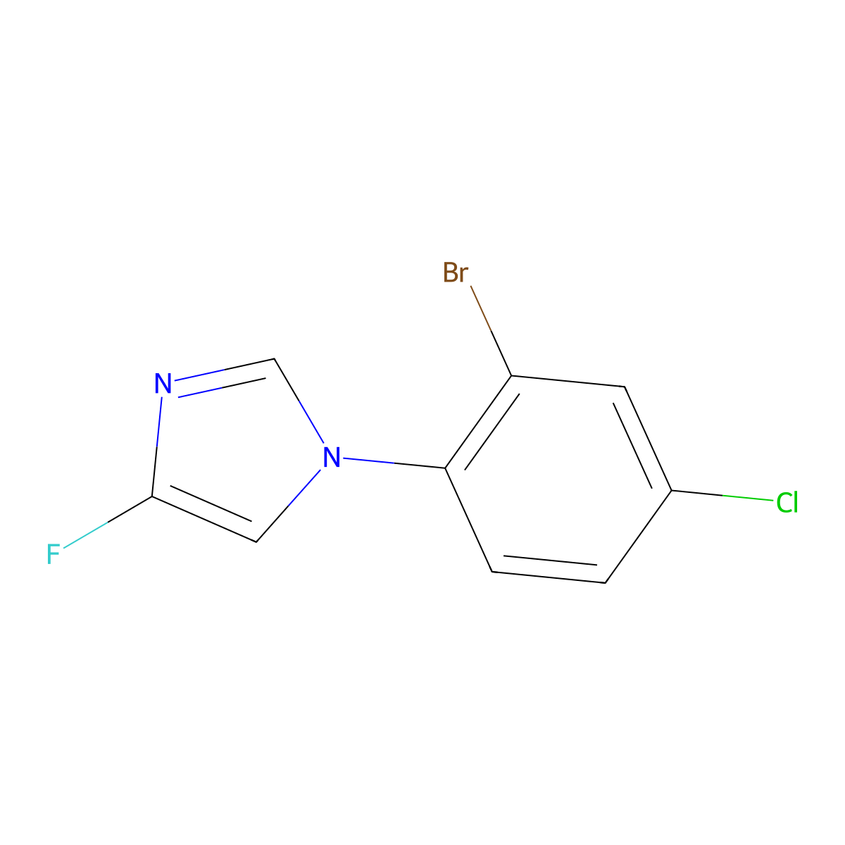 1-(2-Bromo-4-chlorophenyl)-4-fluoro-1H-imidazole molecular structure, CAS 2064122-45-6
