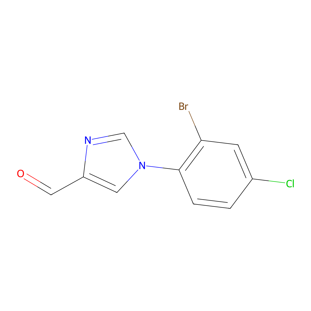 1-(2-Bromo-4-chlorophenyl)-1H-imidazole-4-carbaldehyde molecular structure, CAS 2064122-47-8
