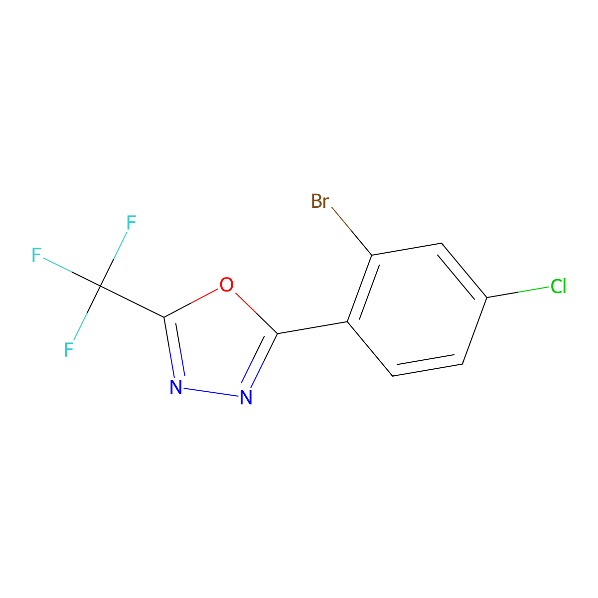 2-(2-Bromo-4-chlorophenyl)-5-(trifluoromethyl)-1,3,4-oxadiazole molecular structure, CAS 2064122-53-6