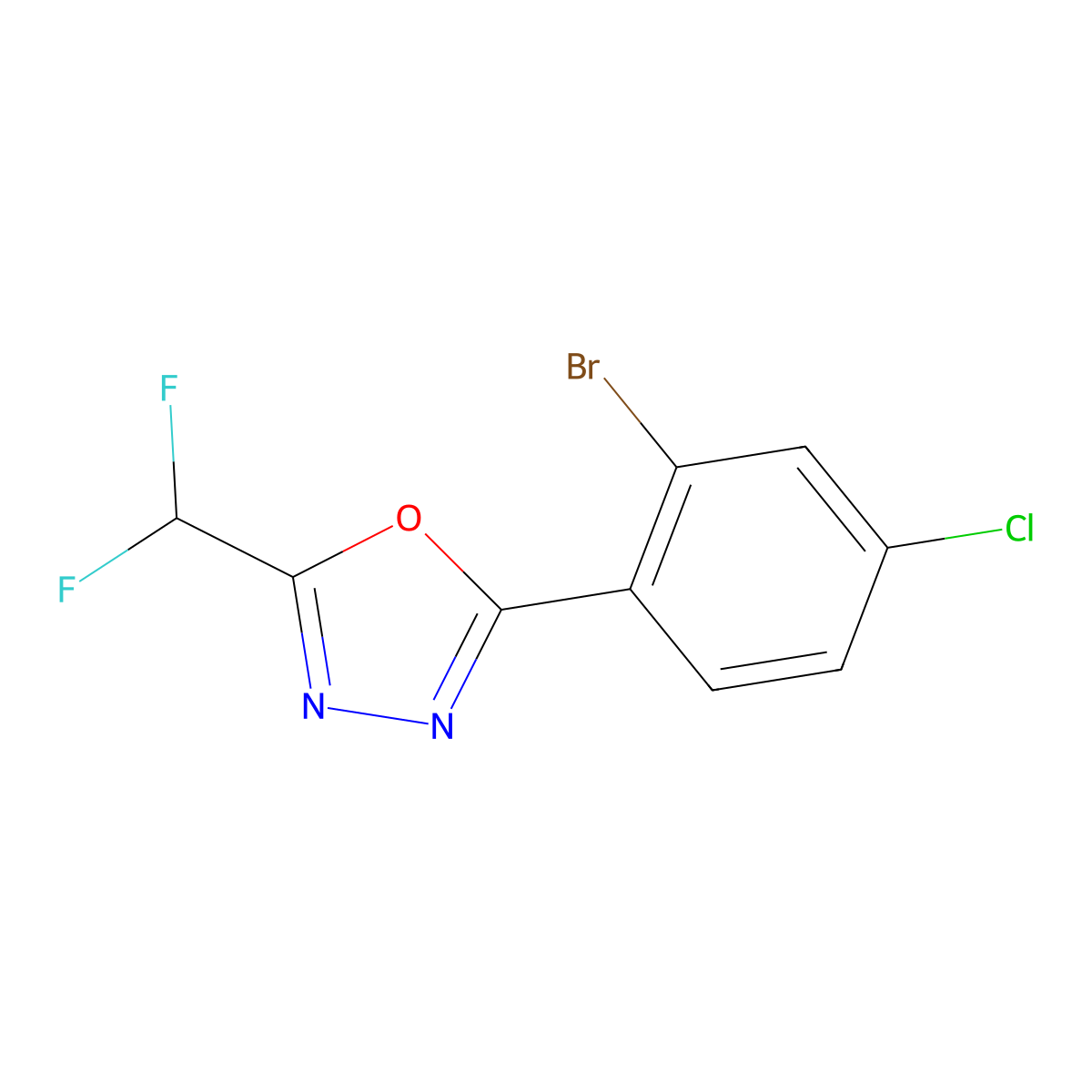2-(2-Bromo-4-chlorophenyl)-5-(difluoromethyl)-1,3,4-oxadiazole molecular structure, CAS 2064122-56-9