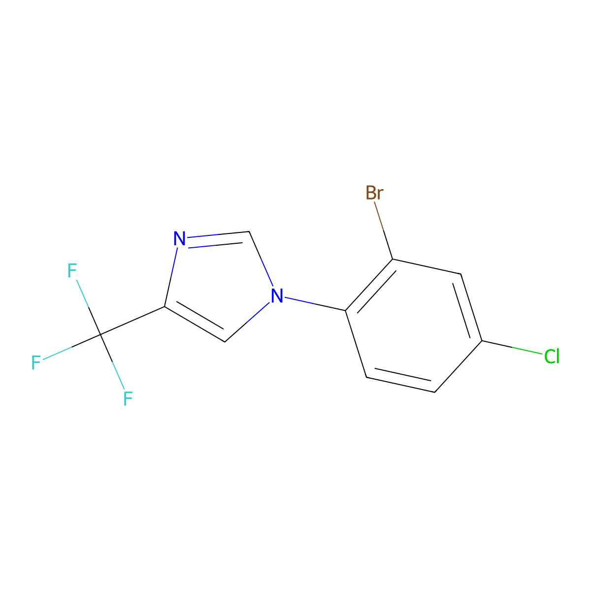 1-(2-Bromo-4-chlorophenyl)-4-(trifluoromethyl)-1H-imidazole molecular structure, CAS 2064122-60-5