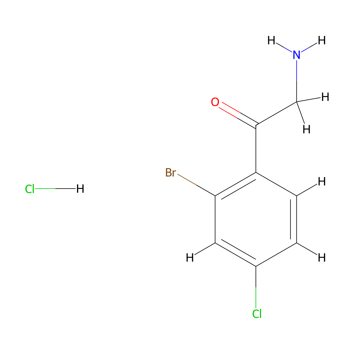2-Amino-1-(2-bromo-4-chlorophenyl)ethanone Hydrochloride molecular structure, CAS 2064122-71-8