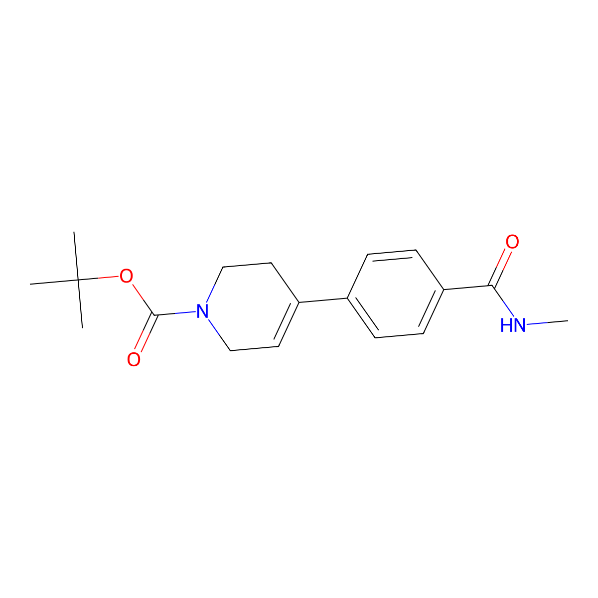 tert-butyl 4-(4-(methylcarbamoyl)phenyl)-3,6-dihydropyridine-1(2H)-carboxylate molecular structure, CAS 2064217-80-5