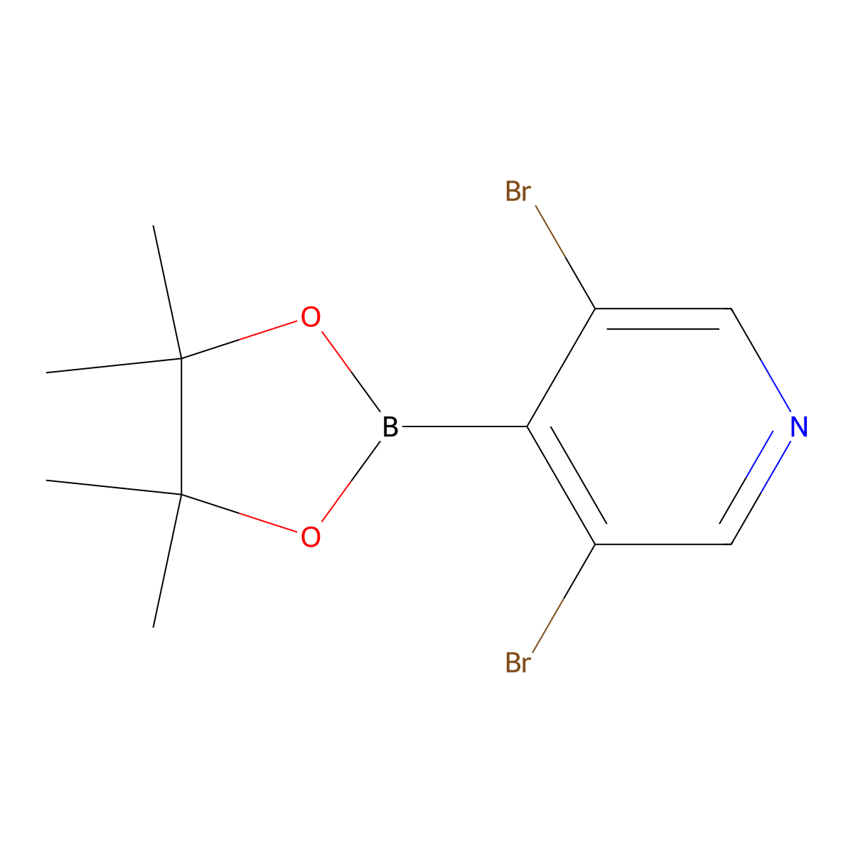 3,5-Dibromo-4-(4,4,5,5-tetramethyl-1,3,2-dioxaborolan-2-YL)pyridine molecular structure, CAS 2064225-87-0