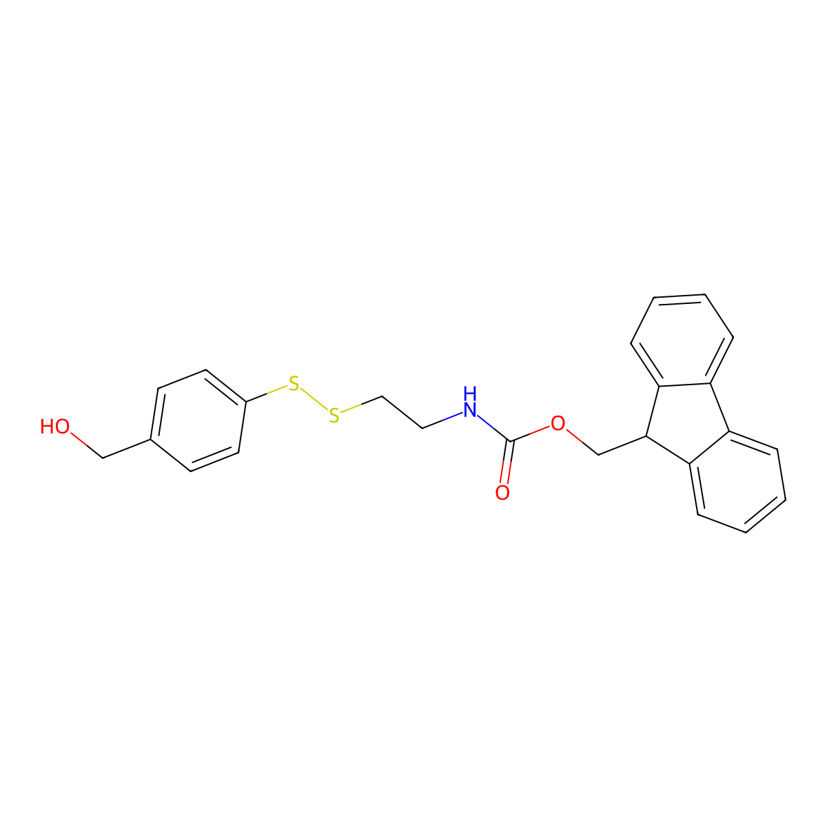 4-((2-((9-Fluorenylmethyloxycarbonyl)amino)ethyl)disulfanyl)benZylalcohol (Fmoc-NH-SS-BZl-OH) molecular structure, CAS 2064282-26-2