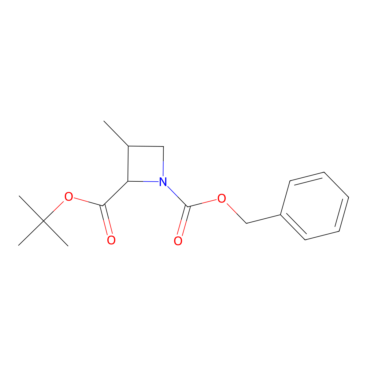 1-benzyl 2-tert-butyl (3S)-3-methylazetidine-1,2-dicarboxylate molecular structure, CAS 2064338-08-3