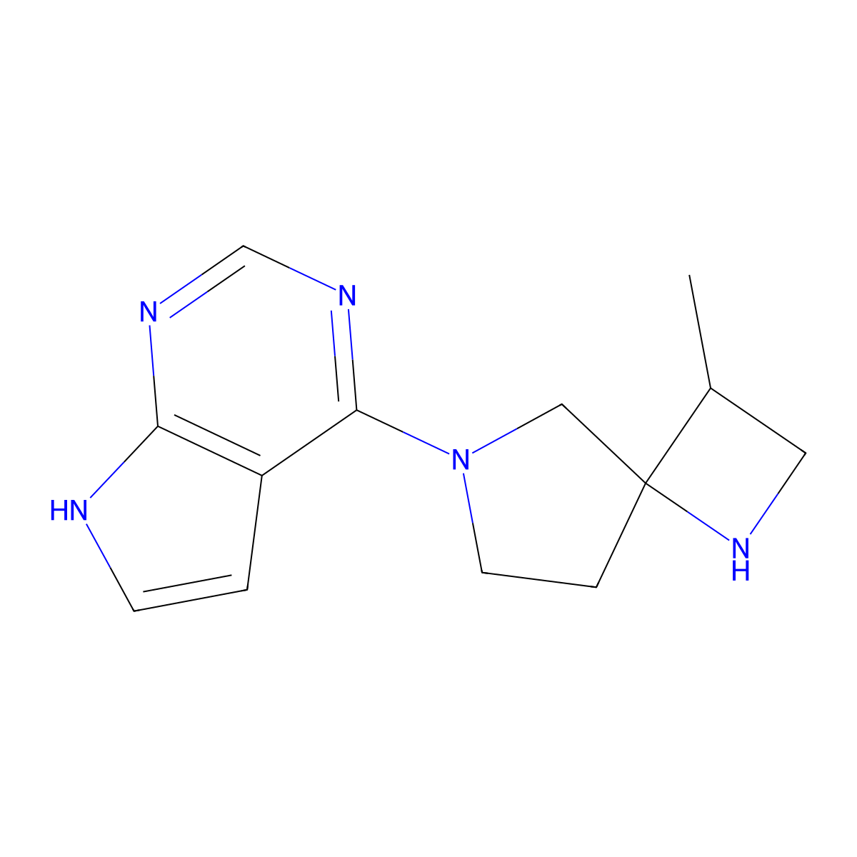 4-((3S,4R)-3-Methyl-1,6-diazaspiro[3.4]octan-6-yl)-7H-pyrrolo[2,3-d]pyrimidine molecular structure, CAS 2064338-19-6