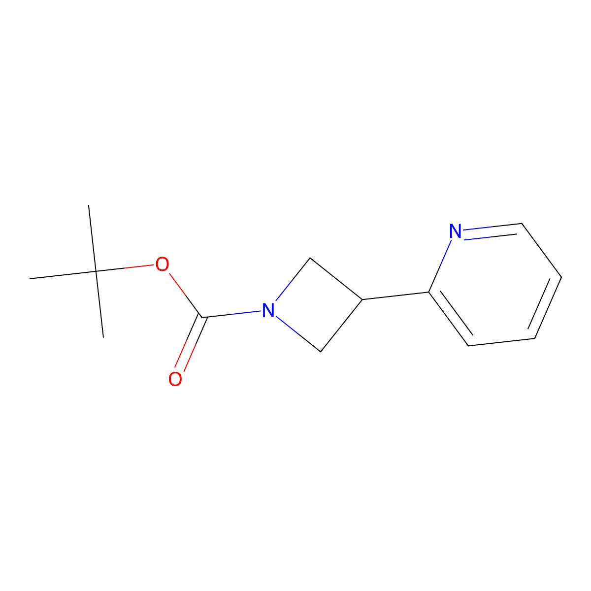1,1-Dimethylethyl 3-(2-pyridinyl)-1-azetidinecarboxylate molecular structure, CAS 206446-39-1