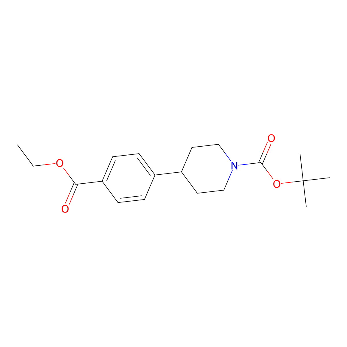Tert-butyl 4-(4-(ethoxycarbonyl)phenyl)piperidine-1-carboxylate molecular structure, CAS 206446-48-2