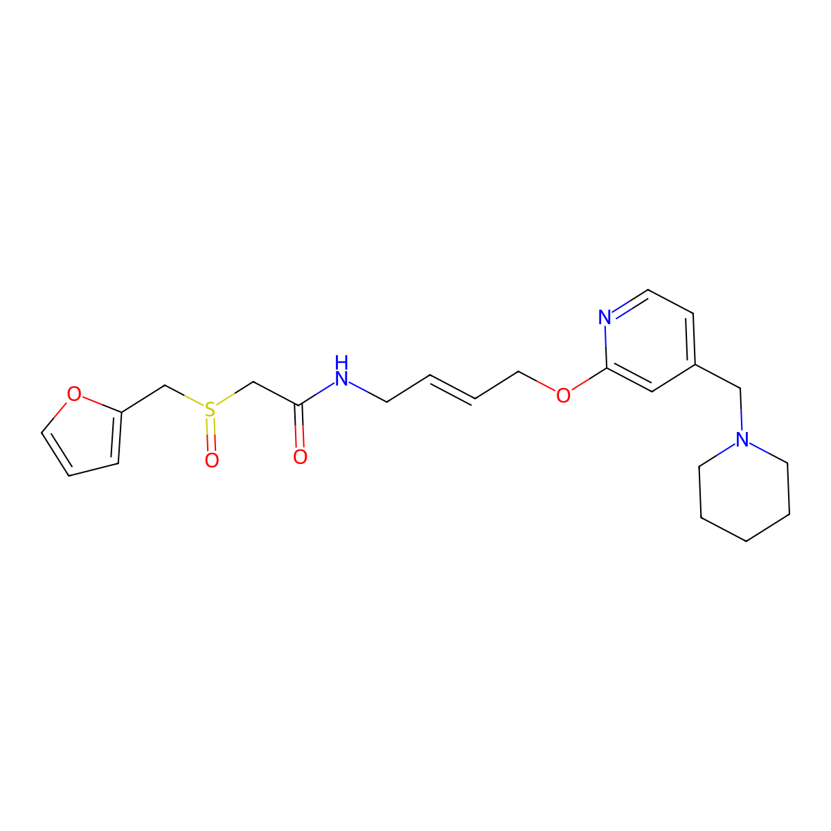 2-((Furan-2-yl)methanesulfinyl)-N-(4-((4-((piperidin-1-yl)methyl)pyridin-2-yl)oxy)but-2-en-1-yl)acetamide molecular structure, CAS 206449-93-6