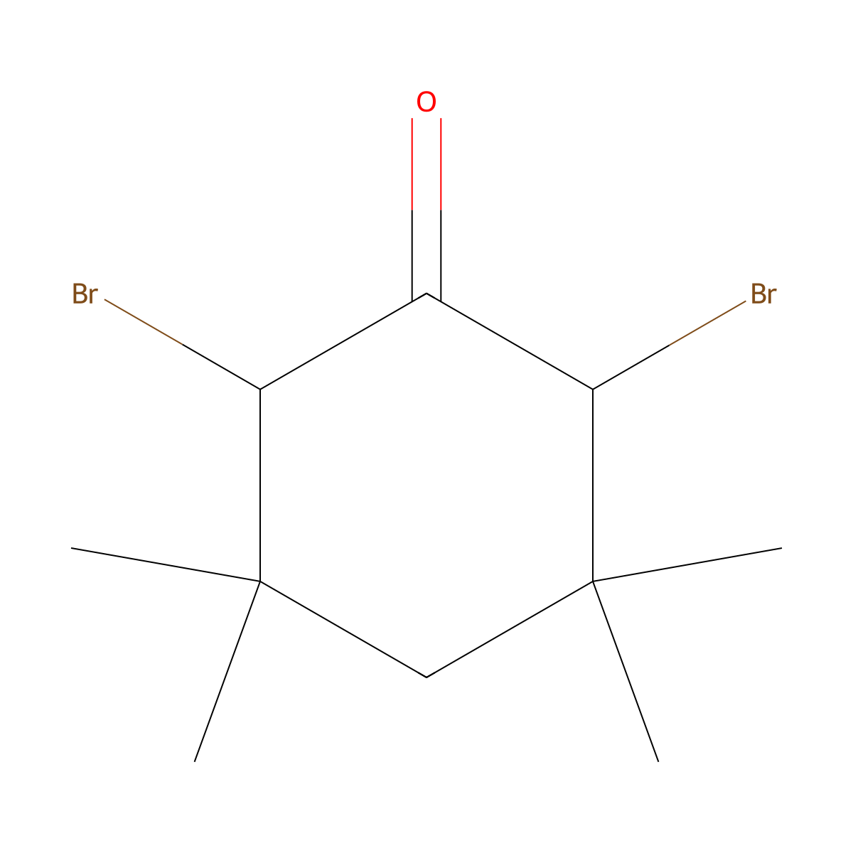 2,6-Dibromo-3,3,5,5-tetramethylcyclohexan-1-one molecular structure, CAS 2065-76-1