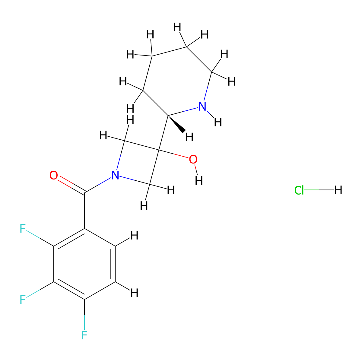 [3-hydroxy-3-[(2S)-2-piperidyl]azetidin-1-yl]-(2,3,4-trifluorophenyl)methanone;hydrochloride molecular structure, CAS 2065147-70-6