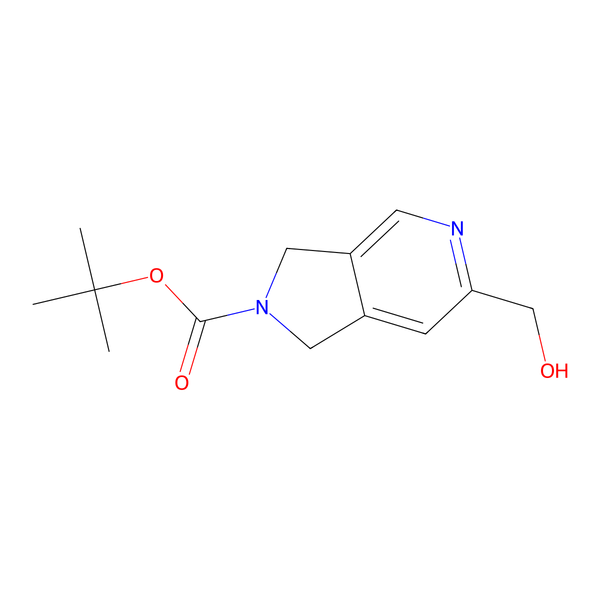 Tert-butyl 6-(hydroxymethyl)-1,3-dihydropyrrolo[3,4-c]pyridine-2-carboxylate molecular structure, CAS 2065165-84-4