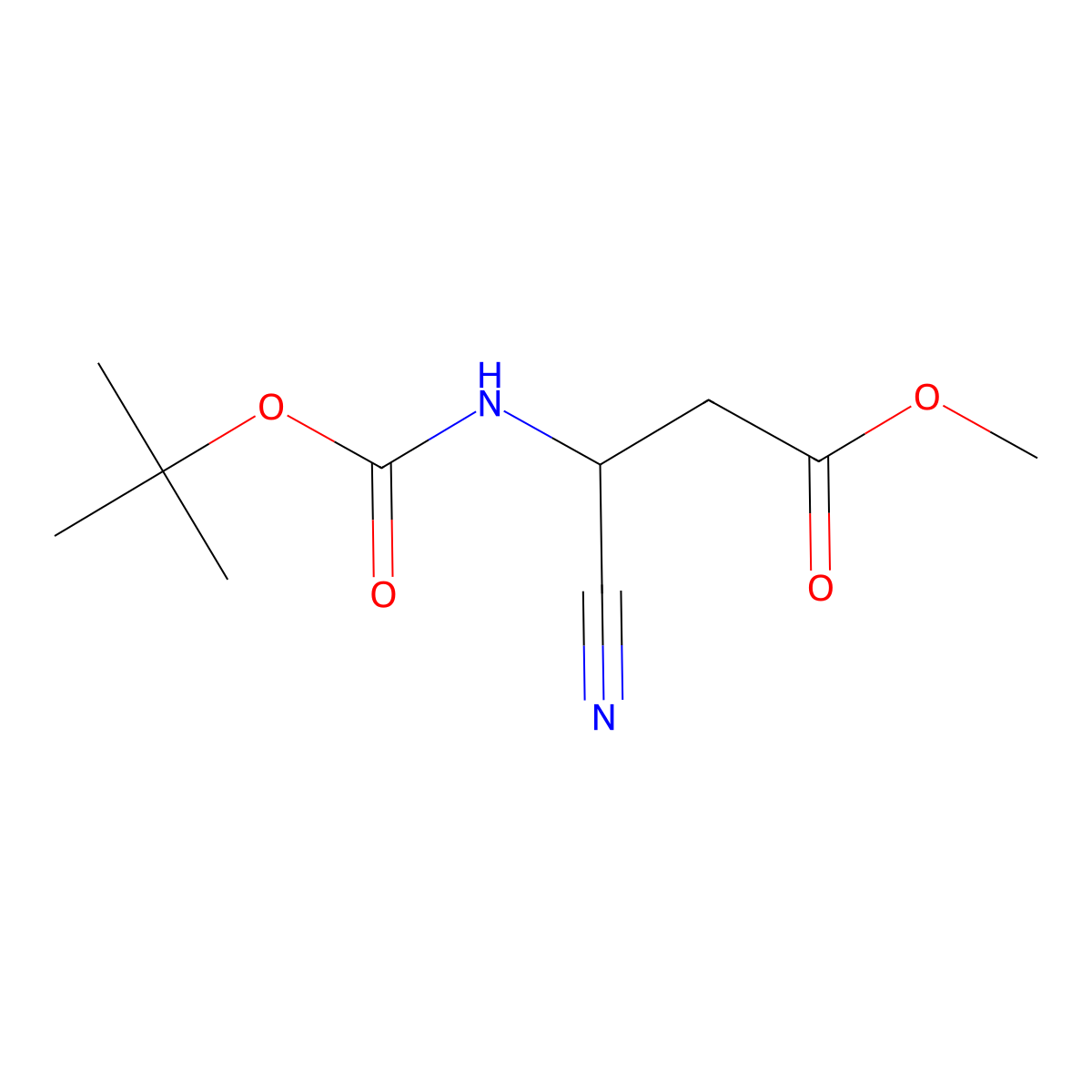 Methyl 3-((tert-butoxycarbonyl)amino)-3-cyanopropanoate molecular structure, CAS 2065220-92-8