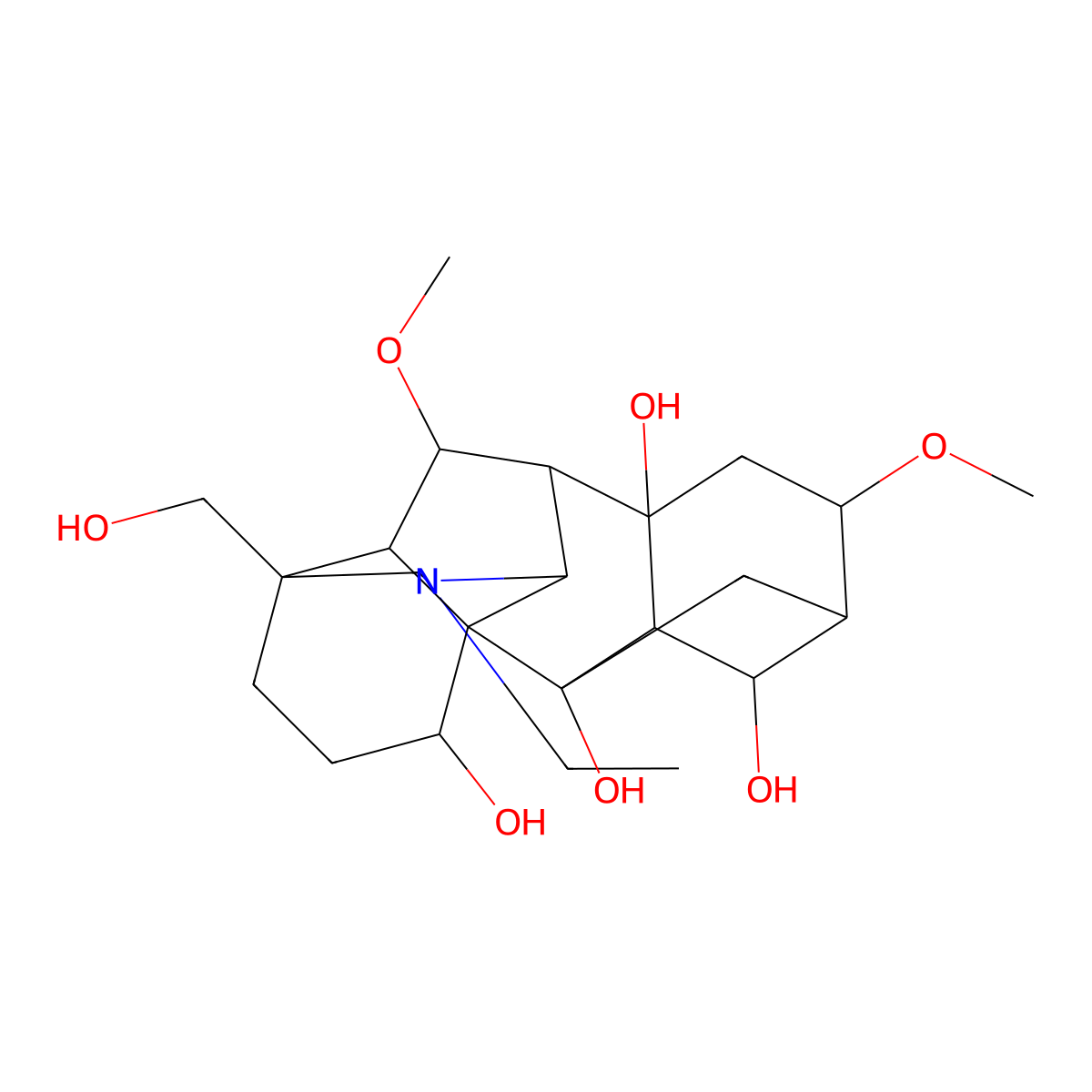 11-Ethyl-13-(hydroxymethyl)-6,18-dimethoxy-11-azahexacyclo[7.7.2.12,5.01,10.03,8.013,17]nonadecane-2,4,8,16-tetrol molecular structure, CAS 2065228-60-4