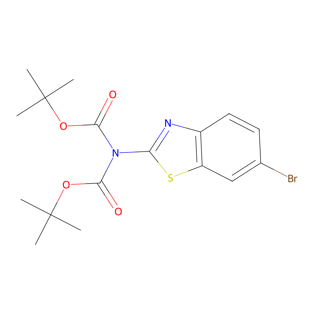 tert-Butyl (6-bromobenzo[d]thiazol-2-yl)(tert-butoxycarbonyl)carbamate molecular structure, CAS 2065249-95-6