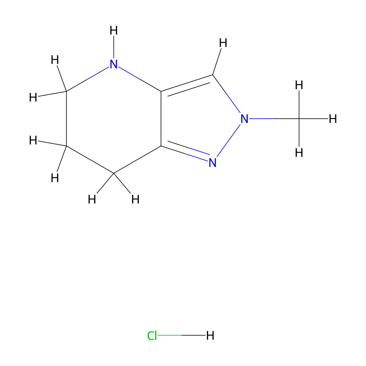 2-Methyl-4,5,6,7-tetrahydro-2H-pyrazolo[4,3-B]pyridine hydrochloride molecular structure, CAS 2065250-01-1