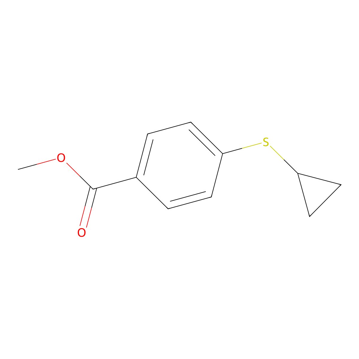4-Cyclopropylsulfanyl-benzoic acid methyl ester molecular structure, CAS 2065250-07-7