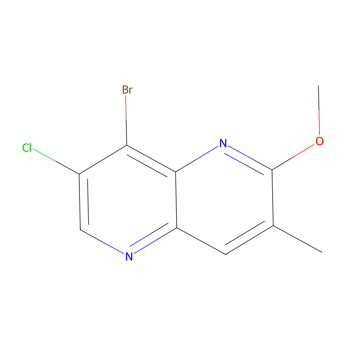 8-Bromo-7-chloro-2-methoxy-3-methyl-[1,5]naphthyridine molecular structure, CAS 2065250-12-4