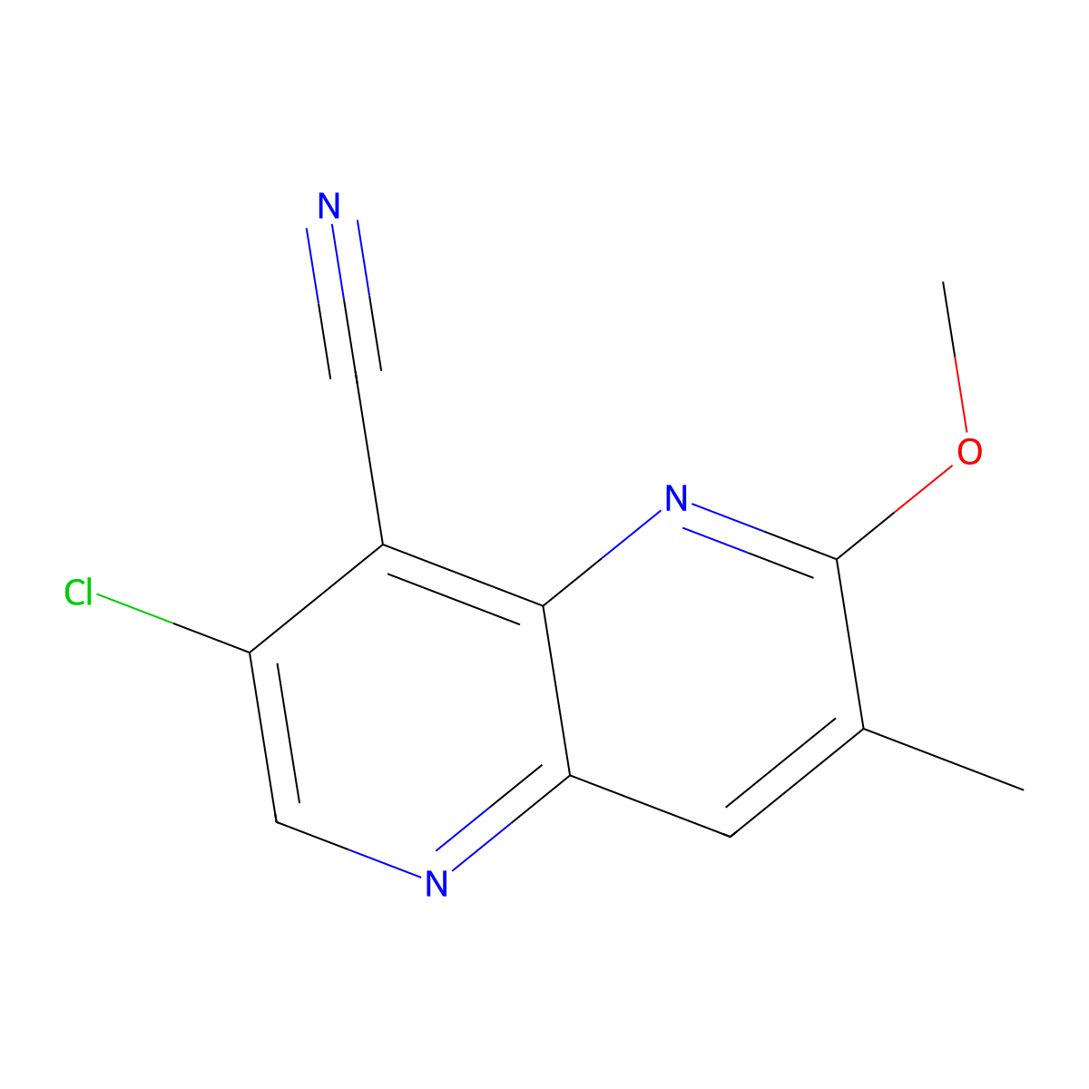 3-Chloro-6-methoxy-7-methyl-[1,5]naphthyridine-4-carbonitrile molecular structure, CAS 2065250-14-6