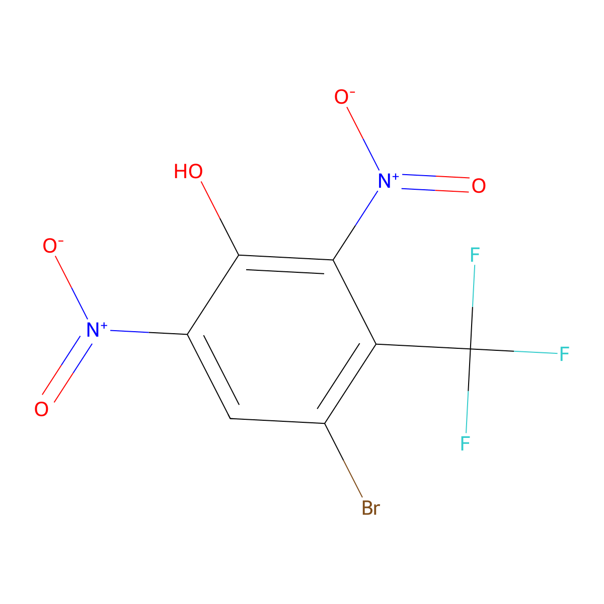 4-Bromo-2,6-dinitro-3-trifluoromethyl-phenol molecular structure, CAS 2065250-15-7
