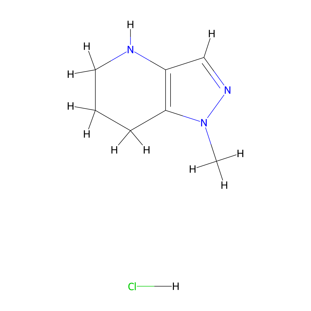 1-Methyl-4,5,6,7-tetrahydro-1H-pyrazolo[4,3-b]pyridine hydrochloride molecular structure, CAS 2065250-16-8