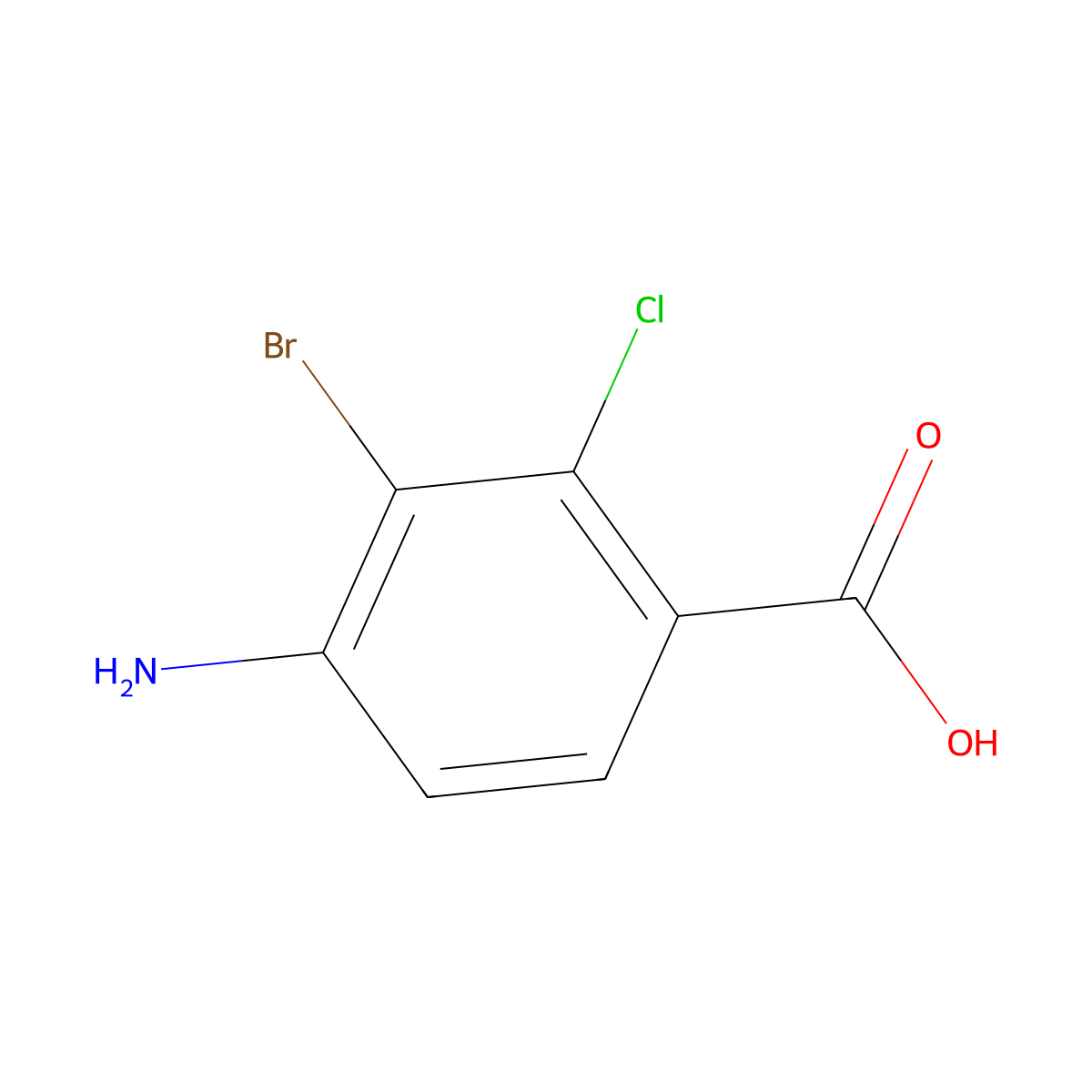 4-Amino-3-bromo-2-chlorobenzoic acid molecular structure, CAS 2065250-22-6