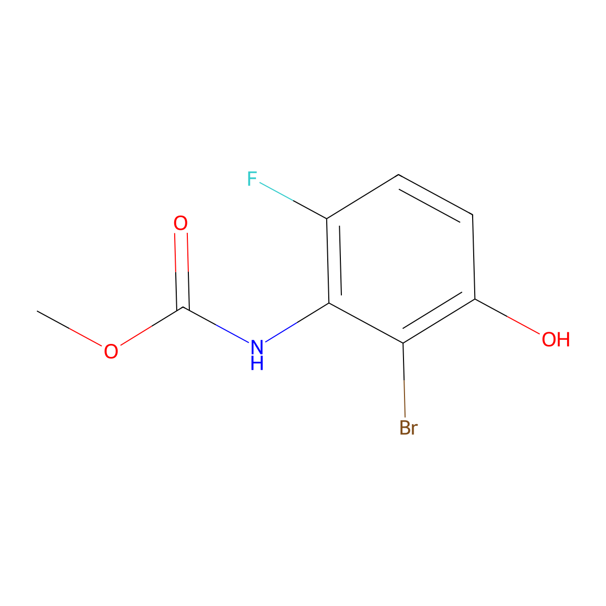 (2-Bromo-6-fluoro-3-hydroxy-phenyl)-carbamic acid methyl ester molecular structure, CAS 2065250-30-6