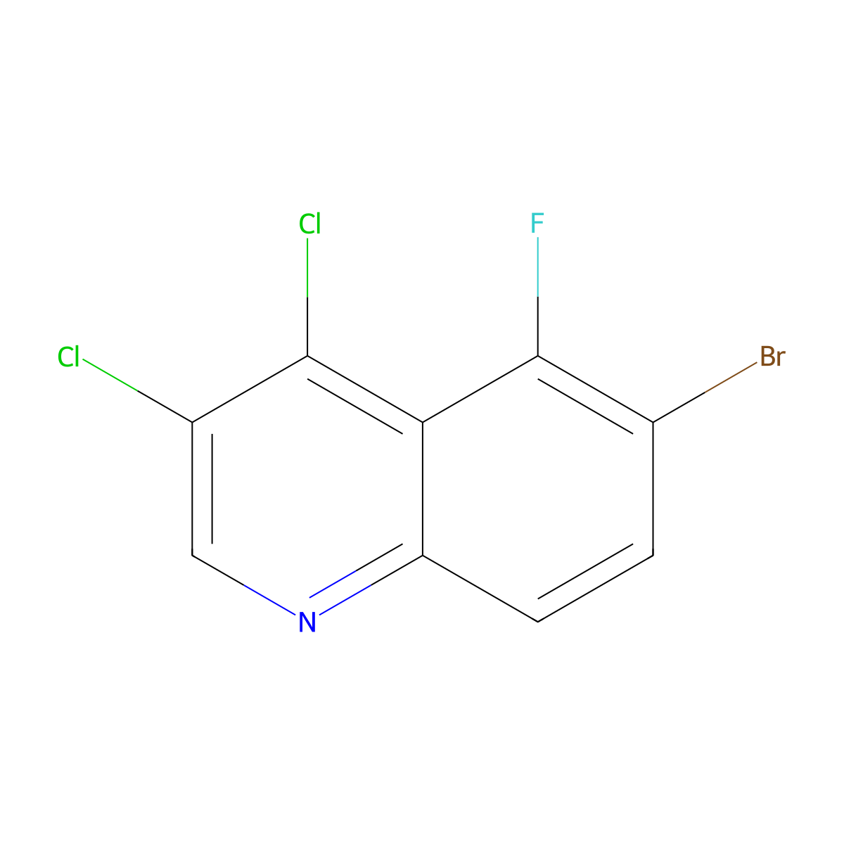 6-Bromo-3,4-dichloro-5-fluoro-quinoline molecular structure, CAS 2065250-31-7